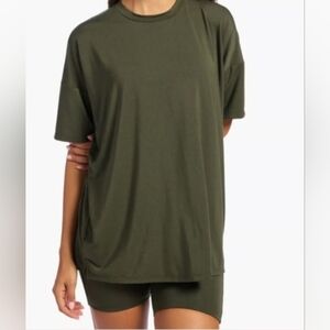 Nuuds Olive Green Relaxed Crewneck Tee
